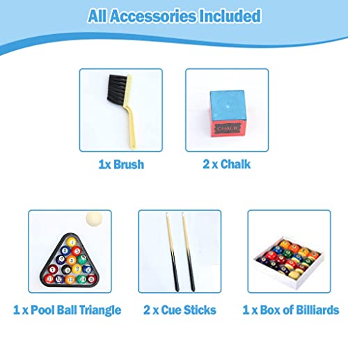 Kakiblin 55" Folding Pool Table Set Mini Billiard Pool Table Portable Table Top Snooker Game With Accessory, Simple Assembly, Blue #TOP2