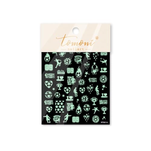 Image of Soccer Nail Stickers Decals Luminous Football Nail Art Stickers 5D Self Adhesive Design World Cup Nails Charms for Women Manicure DIY Decoration Accessories