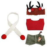 4stk Puppen-Weihnachtsoutfit-Set, Festliches Rentierkostüm mit Hut Hose und Schal für 15 bis 17cm Große Puppen (Puppe Nicht im Lieferumfang Enthalten)