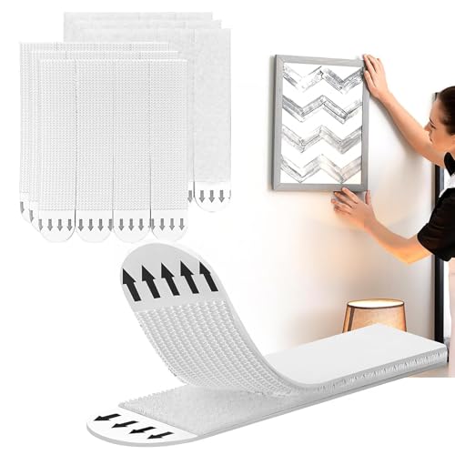 12 Pairs 24 Strips Large Picture Hanging Strips Heavy Duty，Sticky Picture Hangers for Walls，Non-Damage Hanging Poster Hangers，Picture Hanging Kit Without Nails Refill Adhesive Poster Strips