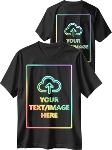 Custom T Shirts with Photo/Logo/Text - Personalized Comfort Cotton Tee for Men Women Design Your Own Shirt Front & Back Print Black