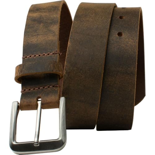 Mt. Pisgah Casual Titanium Belt - USA Made Solid Leather Strap with Certified Nickel Free Titanium Buckle