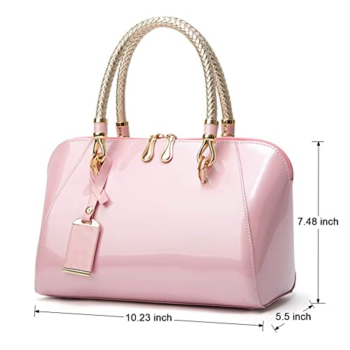 Bolso cruzado elegante para mujer de Mn&Sue, bolso de hombro con cuero patentado brillante, bolso tipo tote con asa superior miniatura 5