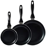 Fondos aptos para inducción San Ignacio Q2374 Set de Sartenes, Aluminio, Negro