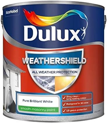 Dulux Weathershield Smooth Masonry Paint - Pure Brilliant White - 2.5L