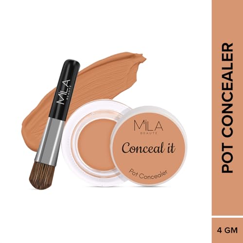 Image of Mila Beaute Conceal It Pot Concealerwith Brush | Enriched With SPF 15 and Vitamin E | Light Weight Concealer | Long Lasting Coverage | Natural Matte Finish | Covers All Skin Concerns | Easily Blendable Concealer For Face Makeup (Rose Beige)