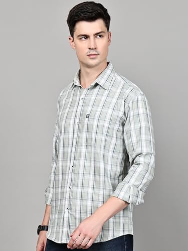 Image of Majestic Man Stylish Slim Fit Cotton Spread Collar Checked Casual Shirt for Men