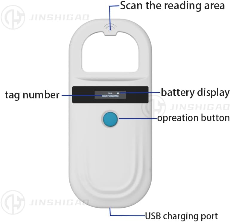 Pet ID Microchip Scanner180 ISO11784/85/FDX-B/EMID Animal Handheld Reader,134.2kHz PetID Scanner Rechargeable Animal Chip Registration, for Dog/Cat/Pig/Animal (White)