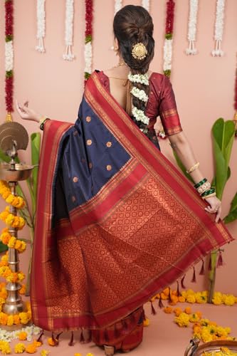 Image of SGF11 Women's Kanjivaram Pure Soft Silk Saree With Unstitched Blouse Piece