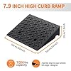 2 PCS Rubber Curb Ramp, 20*20*7.9 Rise Threshold Ramp, Heavy Duty 6800Lbs Capacity Driveway Curb Ramp, Portable Shed Ramps for Low Cars Vehicle Motorcycle Wheelchairs Bikes (20*20*7.9 Inch)