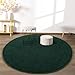 FlyDOIT Round Area Rugs for Bedroom Living Room, 4x4 Dark Green Super Soft Comfy Thickened Memory-Foam Indoor Circle Carpet, Modern Aesthetic Minimalist Carpet for Boys Girls Adults Nursery Home Décor