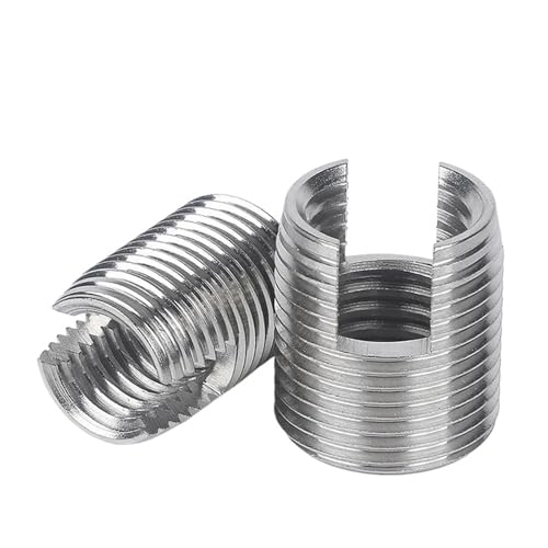 Threaded Inserts?Thread Repair Insert, 2/5/10pcs M2 M2.5 M3 M4 M5 M6 M8 ~M16 Galvanized/Stainless Steel Thread Repair Insert Slotted Self Tapping Thread Socket Nut 10pcs(Silver,M10xM14x18mm)