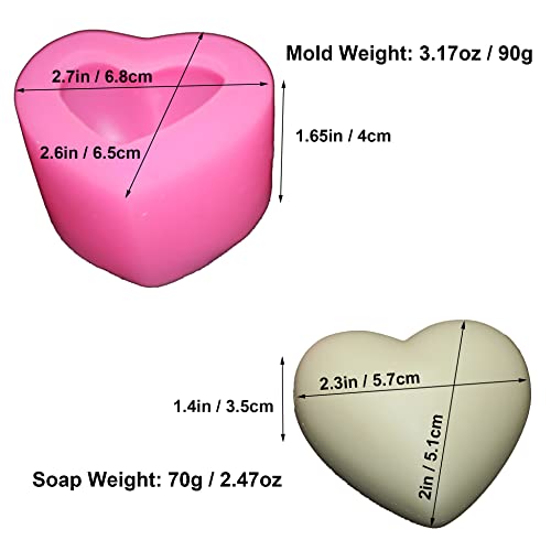 Lvdge 2-Pack 3D Heart-Shaped Silicone Soap Mold For Natural Skincare Soap Making, Diy Art Soap And Valentine's Day And Mother's Day Gifts #TOP1