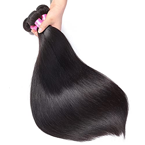 Grace Length Straight 3 Bundle Human Hair 12 14 16 Inch Three Bundles Double Weft High Elasticity Hair Extensions 100% Unprocessed Brazilian Human Hair for Women (Natural Color) - Image 5