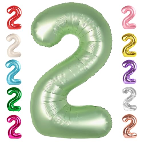 Image of 2 Balloon Numbers Birthday Decorations, 40In Sage-Green Balloons for Party | Eye-catching Appearance, Perfect Decorative Centerpieces, Convenient Self-sealing Structure, Widely for Various Occasions