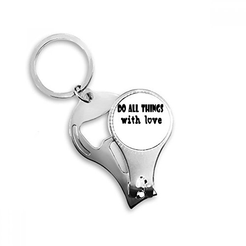English Word Design Things with Love Nail Nipper Ring Key Chain Bottle Opener Clipper