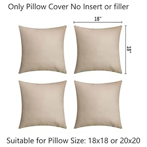 Demetex Outdoor Throw Pillows 18x18 Waterproof Square Pillow Covers Decorative Pillowcase for Patio Couch Bedroom, Set of 4, 18 x 18 Inch, Beige Demetex Outdoor Throw Pillows 18×18 Waterproof Square Pillow Covers Decorative Pillowcase for Patio Couch Bedroom Set of 4 18 x 18 Inch Beige