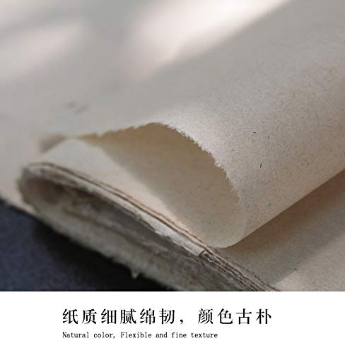 Easyou Papel Xuan feito à mão para prática de caligrafia japonesa chinesa amarelada, 48 x 78 cm (18,
