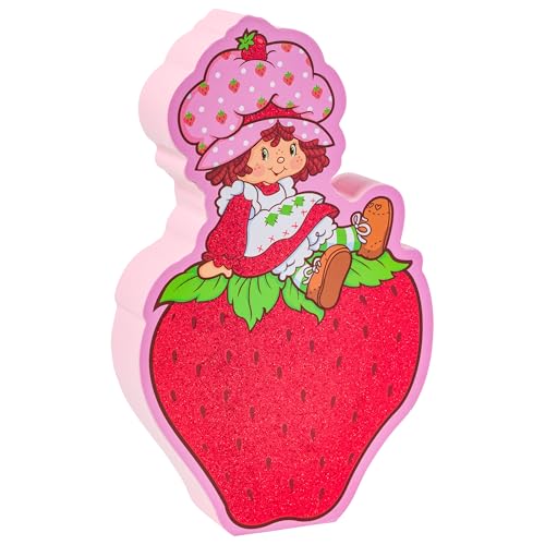 Image of Silver Buffalo Strawberry Shortcake Berry Sit Pose Glitter Large Die Cut MDF Box Wall Sign