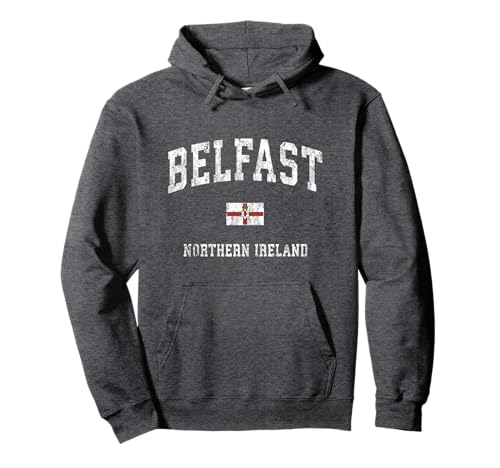 Belfast Northern Ireland Vintage Athletic Sports Design Pullover Hoodie