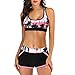 JISUAN Beachwear, costume da bagno da donna, con stampa a split High Print Digital Bikini Swimwears Tankinis Set camicia elasticizzata da uomo, Colore: rosa., M
