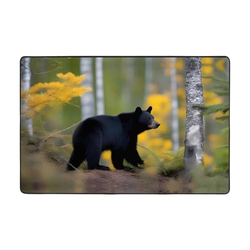 Tapis de sol flanelle grand format doux imprimé ours noir - 2