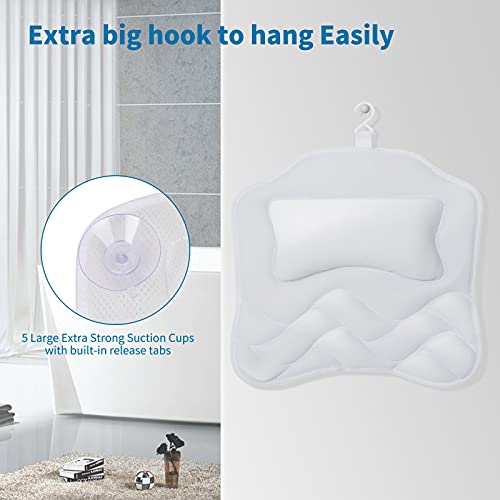 image for CDJAYHOM Bath Pillow, Bathtub Pillows with Soft 5D Air Mesh & 5 Powerf