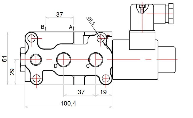 Hydraulikventil Umschaltventil 6/2-Wegeventil 50L/min 12V inkl. Stecker