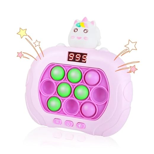Brinquedo Pop It Eletrônico com Sensor e Led, Fidget Toy, 6 Modos, 999 Levels - Quick Push Game (Unicórnio Rosa)