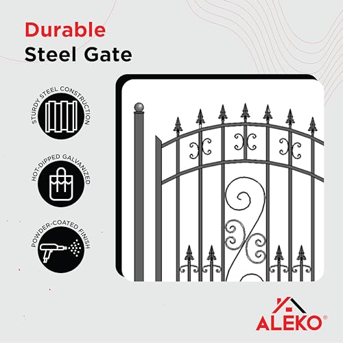 Image of ALEKO Driveway Pedestrian Gate | Metal Garden Gate | Pedestrian Door for Steel Gate | Anti-Rust Steel Gate | Venice | 5 ft | PGVEN