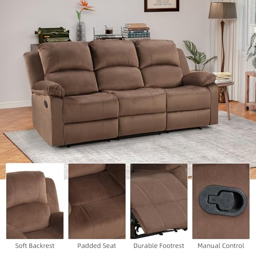 3 Seat Recliner Sofa for Living Room, Soft Microfiber Reclining…