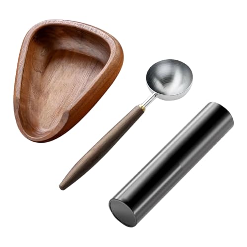 アンティークコーヒー計量スプーン木製ステンレススチールテクスチャホームエッセンシャルキッチンアクセサリー計量プレートプロフェッショナルドージングディッシュ