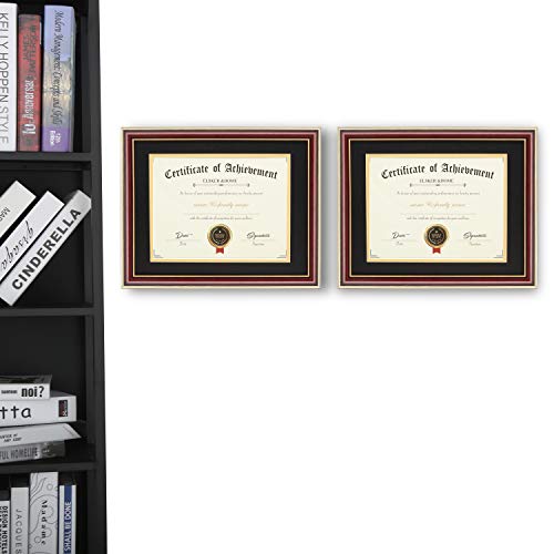 Image of ELSKER&HOME 11x14 Diploma Frame with Black Mat,Real Wood Cherry
