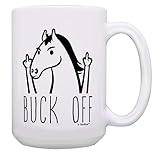 ThisWear Horse Mug Buck Off Middle Finger Horse Lover Gifts 15oz Ceramic Coffee Mug with Handle White