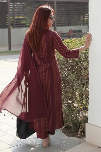 Image of ANNI Designer Women's Rayon Viscose Printed Straight Kurta with Pant and Dupatta Set | Elegant Ethnic Kurta Pant Dupatta Outfit for Women | Office Festive Casual Wear