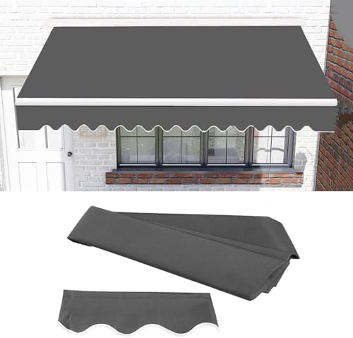 Retractable Patio Awning - 8x7ft Dark Grey Waterproof Outdoor Sun Shade with UV Protection for Garden & Deck - Manual Operation Ideal for Sunlight Blockage