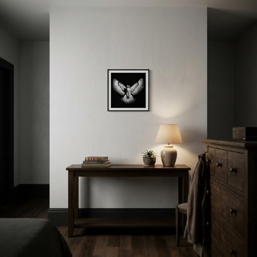Striking Framed Hawk Wall Art, Black & White Bird of Prey Poster, 12x12 In — view 6