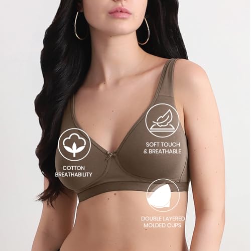 Image of WACOAL Women's Basics Essentials|Non-Padded|Non-Wired|Full Cup|Everyday Wear|Cotton Blend|T-Shirt Bra
