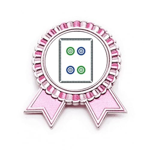 Broche Mahjong rose pois ronds, bijou fantaisie métal taille M à motifs géométriques