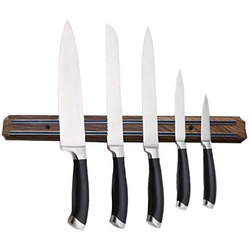 Magnetic Knife Strips, 15 Inch Magnetic Knife Storage Strip, Knife Holder, Knife Rack, Knife Strip, Kitchen Utensil Holder, Tool Holder, Multipurpose Magnetic Knife Rack (Wood grain)