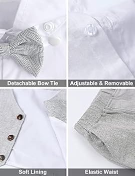 mintgreen Baby-Outfits & -Kledingsets Jongens, Zuigeling Bruiloft Kleding Heer Lange Mouwen Smoking, Lichtgrijze, 3-4 jaar, 110