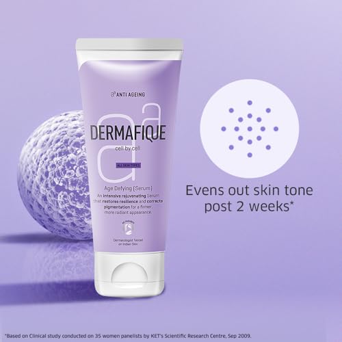 Image of Dermafique Age Defying Face Serum 50g | PhytoCellTec with rare stem cells | Anti-Ageing Serum, Corrects Skin Tone, Reduces Wrinkles, Pigmentation & Dark Spots in 4 weeks | Dermat Tested on Indian Skin