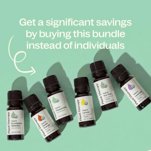 Plant Therapy Top 6 USDA Organic Essential Oil Set - Lavender, Peppermint, Eucalyptus, Lemon, Tea Tree 100% Pure, Natural Aromatherapy, for Diffusion & Topical Use, Therapeutic Grade 10 mL (1/3 oz) - Image 6