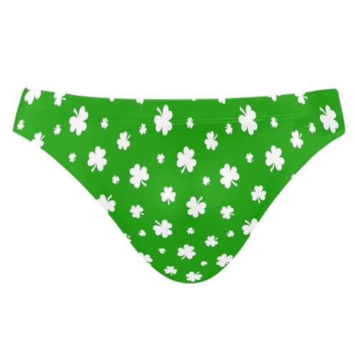 JHKKU Mens St Patricks Day Shamrock Swim Briefs Fashion Low Rise Bikini Swimwear Beach Swimsuits with Drawstring XL