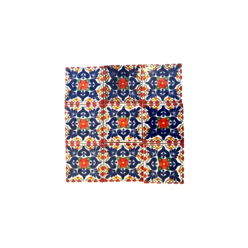 Cancun Rojo Talavera 9 Pieces 4X4" #TOP1