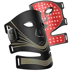 Red Light Therapy Mask for Face, Wireless LED Mask, FDA Cleared, 4 Light Modes, 660nm Red & 850nm Near Infrared Light, Anti-Aging & Acne