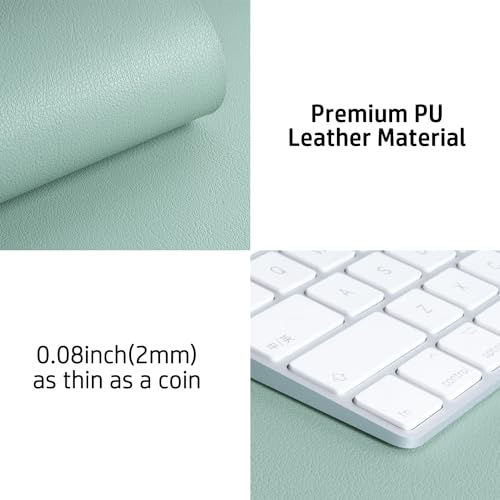 Image of Leather Desk Pad Protector, Mouse Pad, Office Mat, Non-Slip PU Leather Blotter, Laptop Pad, Waterproof Writing Pad for Office and Home (Light Blue, 31.5 inch x 15.7 inch)