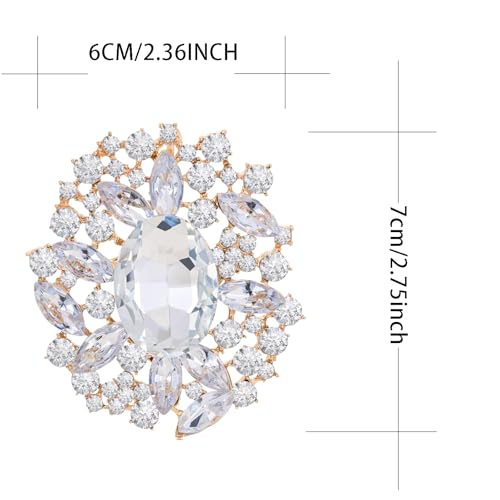Image of LAXPICOL Vintage Austrian Crystal Elegant Flower Brooch for Women Broach Pin Wedding Jewelry Antique-Gold Tone