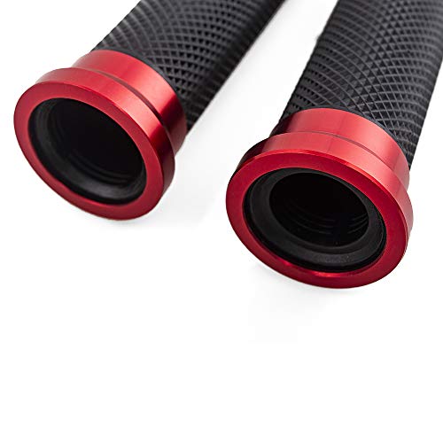 Evomosa 1 Pair 7/8" Aluminum Rubber Gel Ergonomic Cnc Handlebar Grips Hand Grips For Motorcycle Sports Mtb (Red) #TOP5
