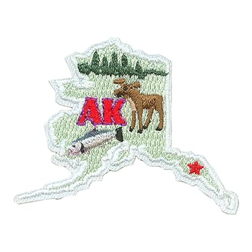 Alaska State Shape Iron On Patch for Jackets,Backpacks,Hats and More